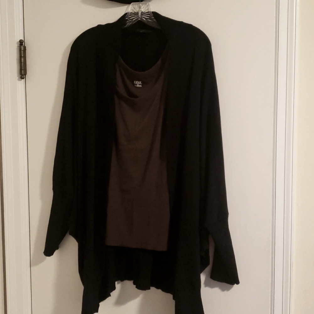 A.n.a. tank with black open front cardigan
